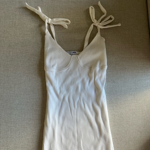FN | Cream Ribbed Mini Dress - Picture 2 of 3